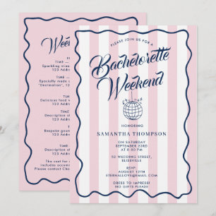 Bachelorette Itinerary Bach Weekend Disco Party Invitation