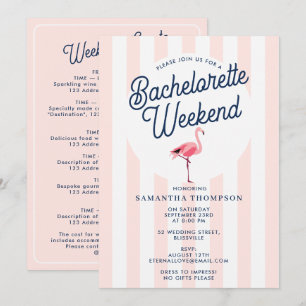 Bachelorette Itinerary Bach Weekend Retro Flamingo Invitation