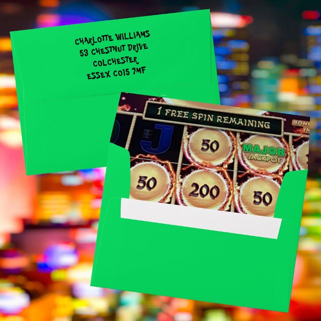 Bachelorette Las Vegas Slot Machine Neon Green Envelope (Creator Uploaded)