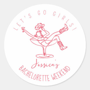 Bachelorette  last rodeo scribble hand drawn retro classic round sticker