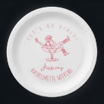 Bachelorette  last rodeo scribble hand drawn retro paper plate<br><div class="desc">Bachelorette weekend party decor,  personalised with your name,  featuring a woman in a cocktail glass. Easy to change for any party.</div>