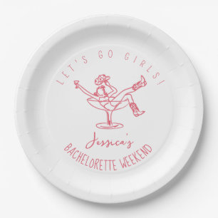 Bachelorette  last rodeo scribble hand drawn retro paper plate