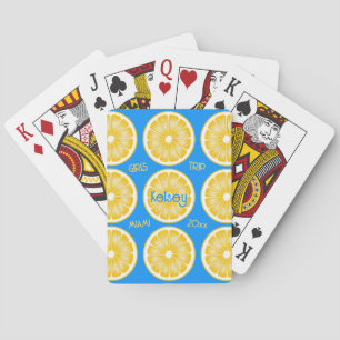 Bachelorette Lemon Slice Aqua & Yellow Playing Cards