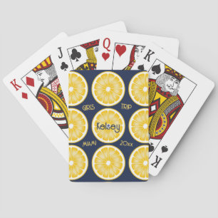 Bachelorette Lemon Slice Navy & Yellow Playing Cards