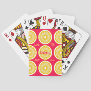 Bachelorette Lemon Slice Pink & Yellow Playing Cards