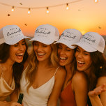 Bachelorette | Minimalist Script Modern Bridesmaid Trucker Hat<br><div class="desc">This Bachelorette Party custom design features a handwritten script typography. You can easily personalize the bride-to-be's name,  year,  bridemaid's name or your own custom message! The perfect elegant accessory for a bachelorette party or bachelorette weekend!</div>