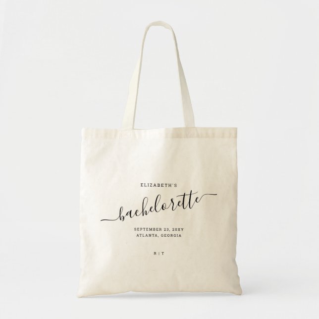 Bachelorette Modern Minimal Trendy Script Custom Tote Bag (Front)