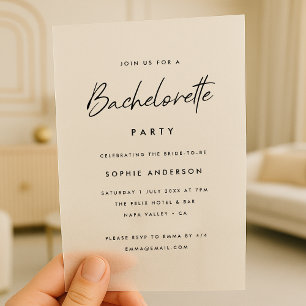 Bachelorette   Modern Minimalist Party Vellum Invitations