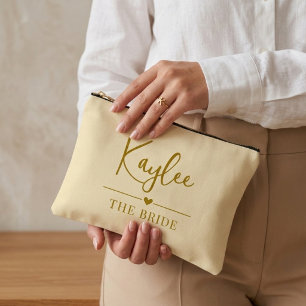 Bachelorette Modern Script Bridesmaid Custom Accessory Pouch