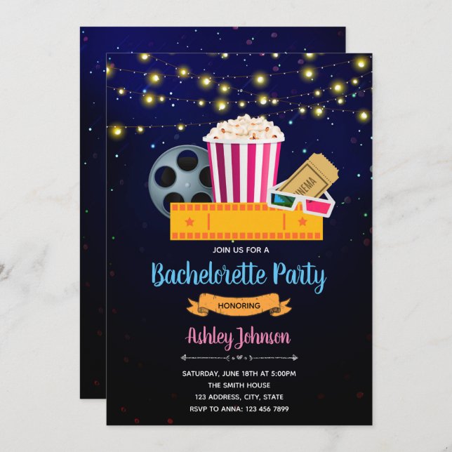 Bachelorette movie theme party invitation (Front/Back)