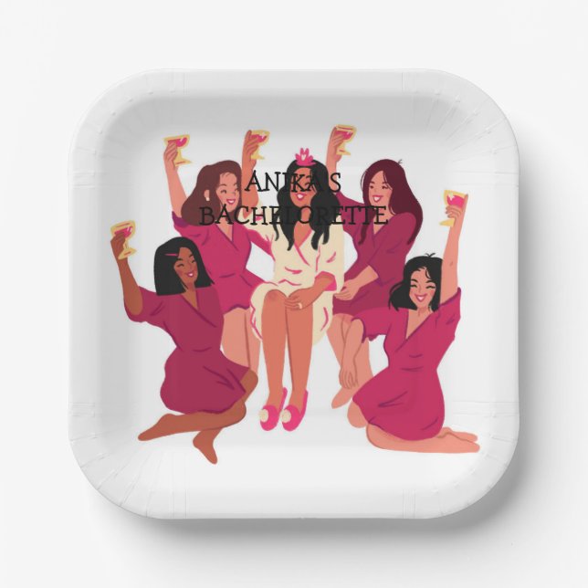 BACHELORETTE NAPKINS EDITABLE TEXT PAPER PLATE (Front)