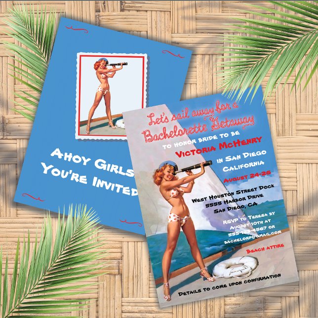 Bachelorette Nautical Weekend Getaway Invitations (Creator Uploaded)