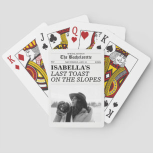 Bachelorette Newspaper Last Toast On The Slopes Playing Cards