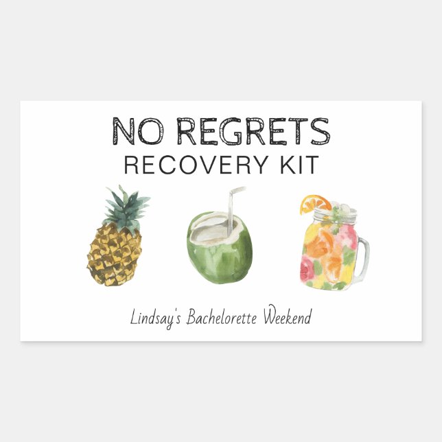 Bachelorette No Regrets Recovery Kit Rectangular Sticker (Front)