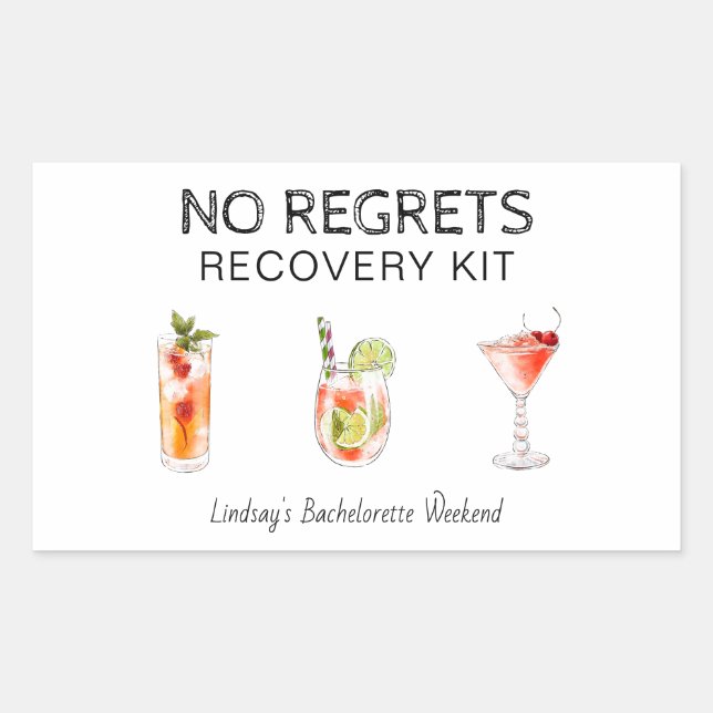 Bachelorette No Regrets Recovery Kit Rectangular Sticker (Front)