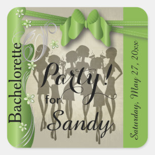 Bachelorette or Birthday Diva Girls - Peridot Square Sticker