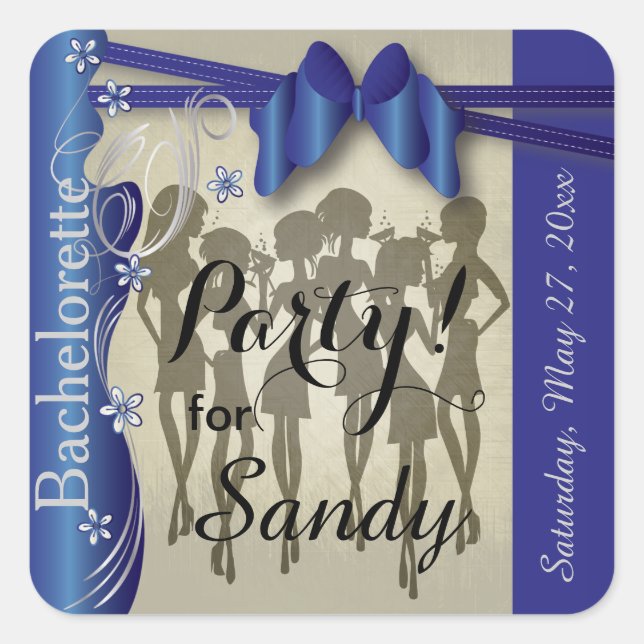 Bachelorette or Birthday Diva Girls - Sapphire Square Sticker (Front)