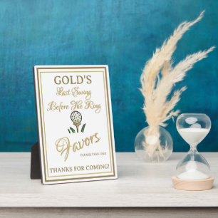 Bachelorette or Bridal Shower Favours Gold & White Plaque