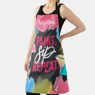 Bachelorette Paint and Sip Monogram Chalkboard Apron
