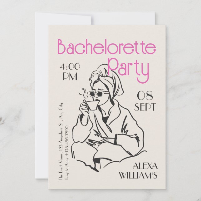 Bachelorette pajama party invitation (Front)