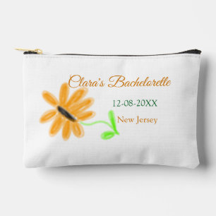 Bachelorette party add name date place sunflower  accessory pouch