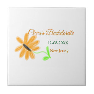 Bachelorette party add name date place sunflower ceramic tile