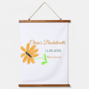 Bachelorette party add name date place sunflower  hanging tapestry