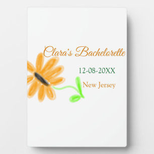 Bachelorette party add name date place sunflower plaque