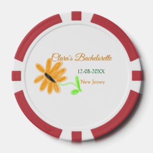 Bachelorette party add name date place sunflower  poker chips