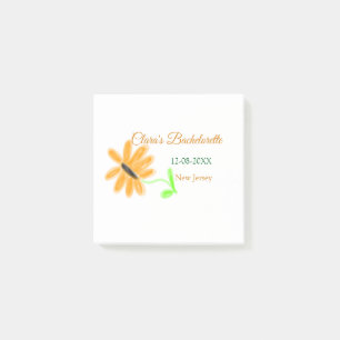 Bachelorette party add name date place sunflower post-it notes