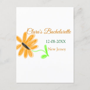 Bachelorette party add name date place sunflower  postcard