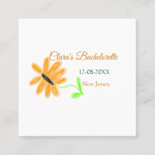 Bachelorette party add name date place sunflower square business card
