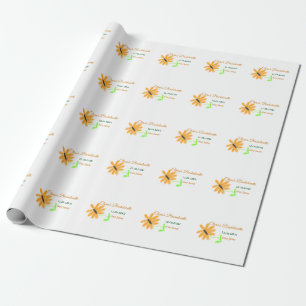 Bachelorette party add name date place sunflower wrapping paper