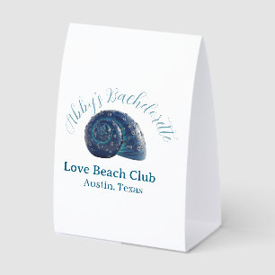 Bachelorette party beach club blue sea shell name