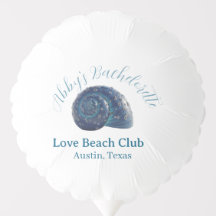 Bachelorette party beach club blue sea shell name