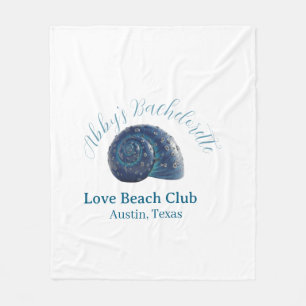 Bachelorette party beach club blue sea shell name fleece blanket