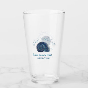 Bachelorette party beach club blue sea shell name  glass