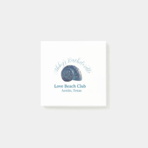Bachelorette party beach club blue sea shell name post-it notes