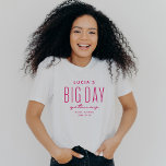 Bachelorette party big day getaway pink customised T-Shirt<br><div class="desc">Designed to coordinate with Lea Delaveris Design's "Big Day Getaway" bachelorette party collection, this fun coordinating t-shirt features fun but simple personalised type and can work for any destination bachelorette party getaway. Great for welcome bags or to offer guests while out partying. Perfect for beach getaways, spa trips, wine country...</div>