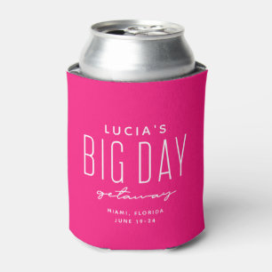 Bachelorette party big day getaway pink favour can cooler