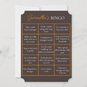 Bachelorette Party Bingo Game   Fun Bridal Shower Invitation