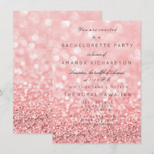 Bachelorette Party Birthay Glitter Pink Rose White Invitation