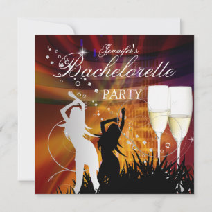 Bachelorette Party Black Gold White Champagne Invitation