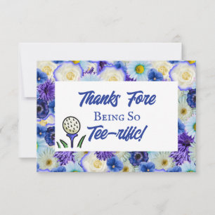 Bachelorette Party Bridal Shower Golf Blue Floral Thank You Card