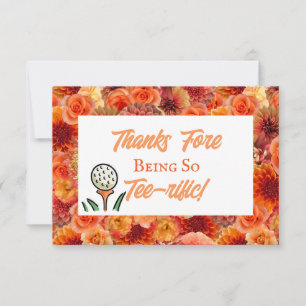 Bachelorette Party Bridal Shower Golf Peach Orange Thank You Card