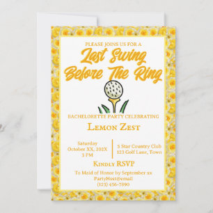 Bachelorette Party Bridal Shower Golf Yellow White Invitation