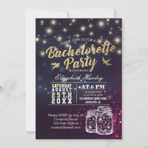 Bachelorette Party Bridal Shower Mason Jar Lights Invitation