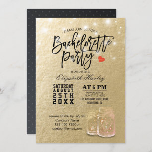 Bachelorette Party Bridal Shower Mason Jar Lights Invitation