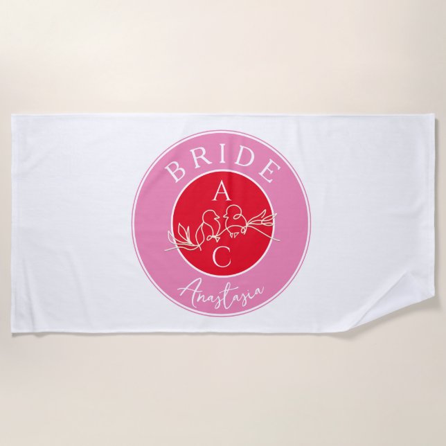 Bachelorette Party Bride Beach Towel (Front)