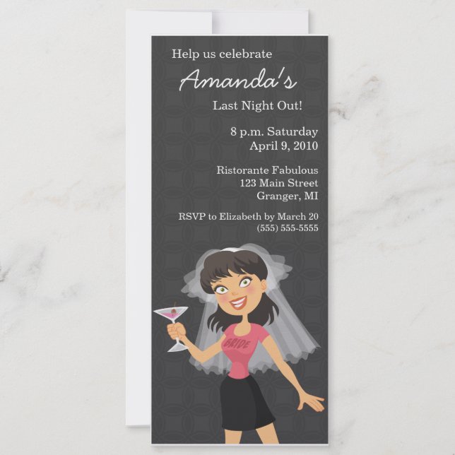 Bachelorette Party Bride Cartoon Invitations (Front)